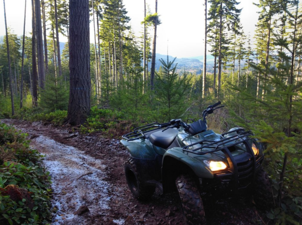 Atv in the middle of a trail in Washington